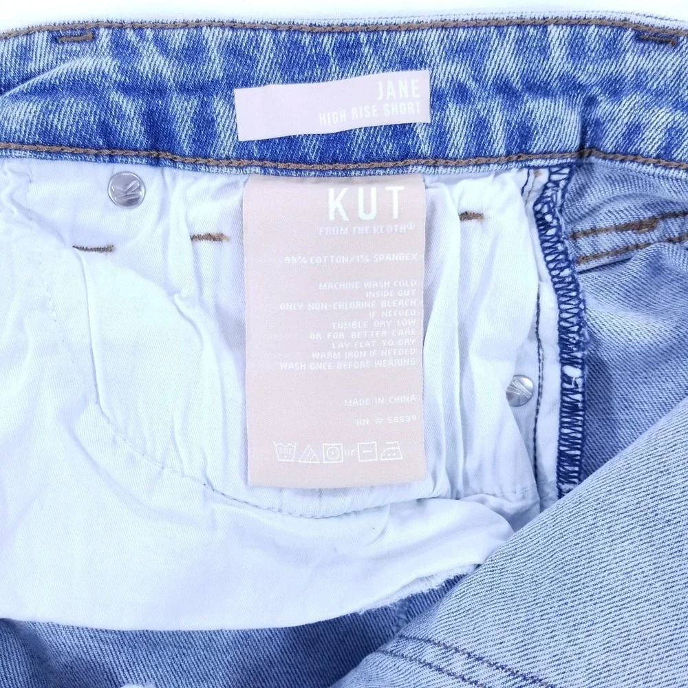 KUT from the Kloth Womens Shorts Jane 6 Blue Distressed High Rise Denim‎ Raw Hem